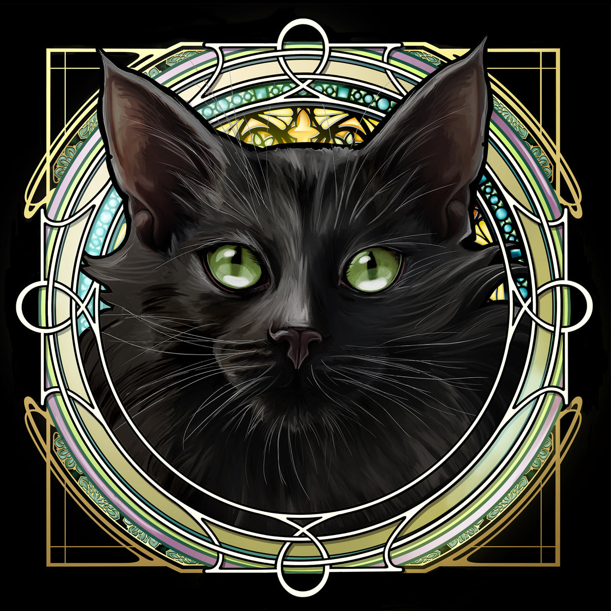 Black Long Hair - Rose Window Print