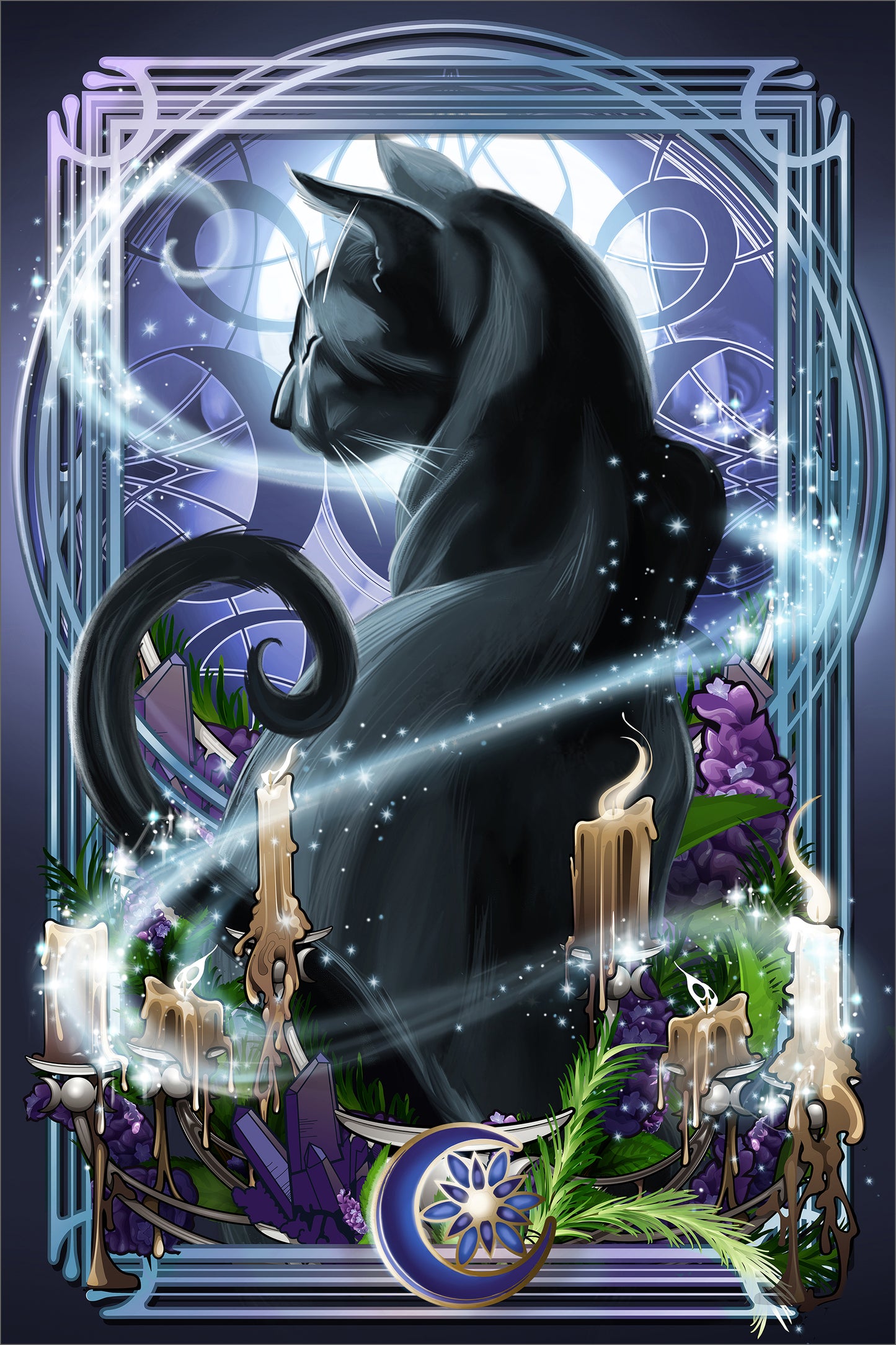 Art Nouveau Black Cat
