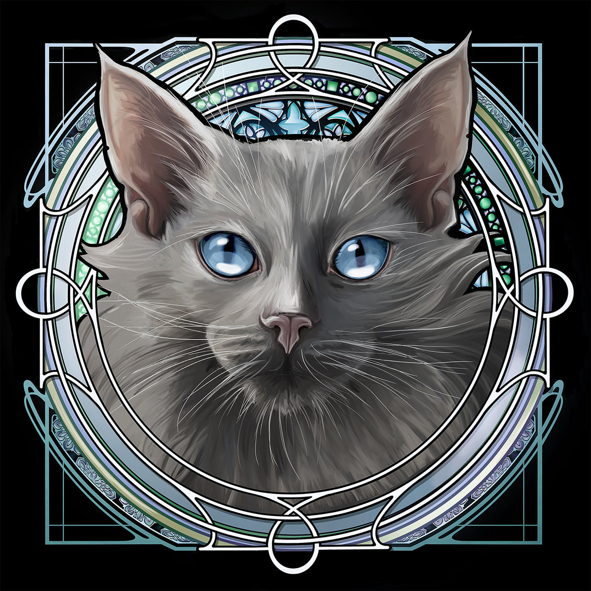 Gray Long Hair - Rose Window Print