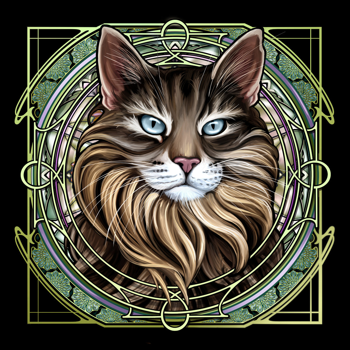 Brown Extra-Longhair Tabby - Rose Window