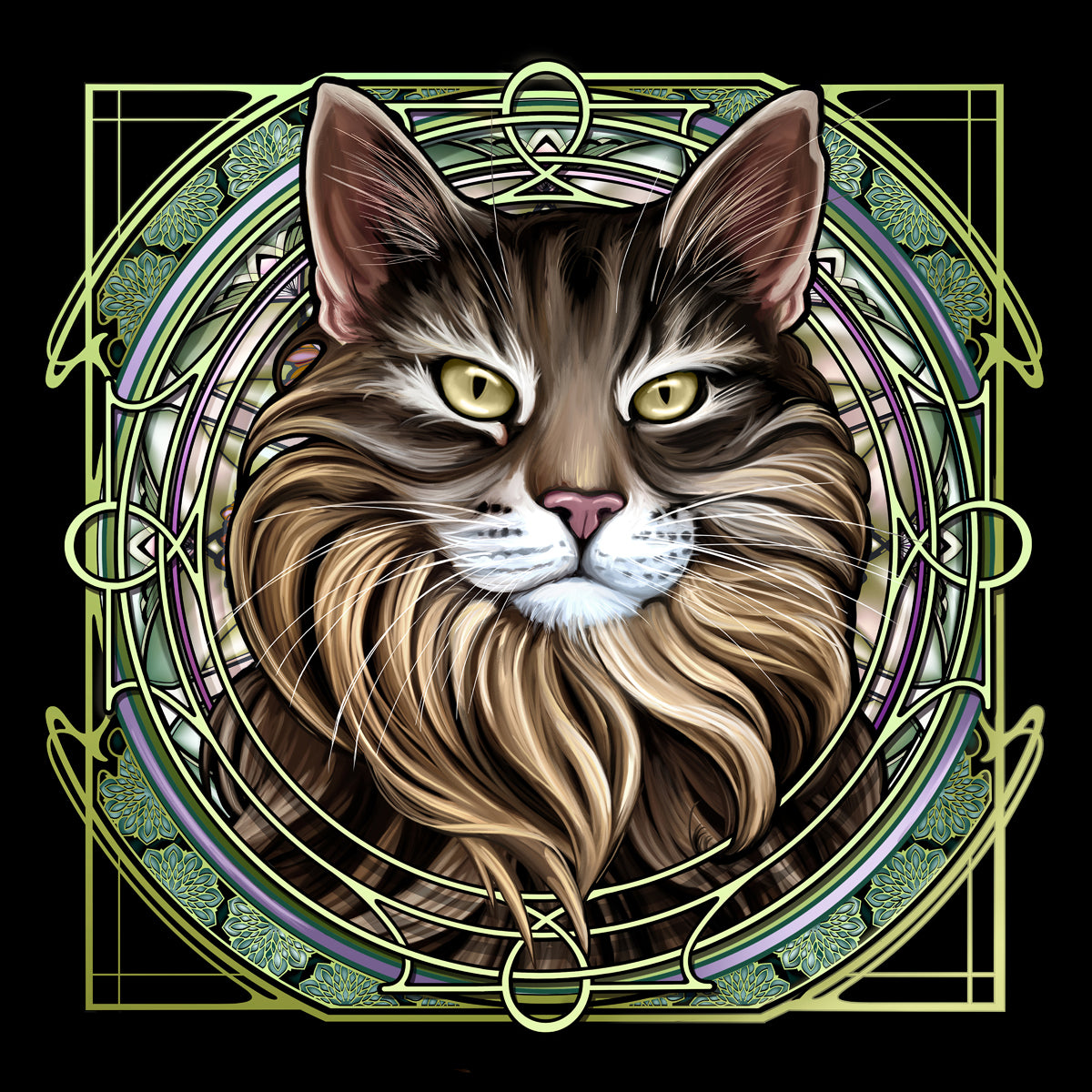 Brown Extra-Longhair Tabby - Rose Window