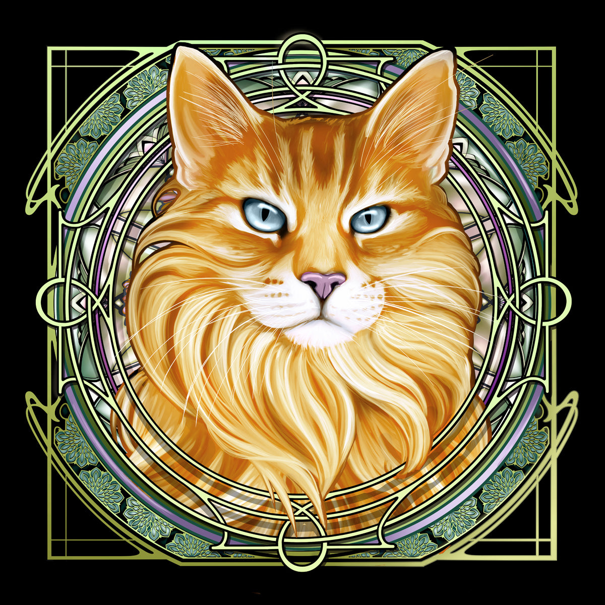 Orange Extra-Longhair Tabby - Rose Window