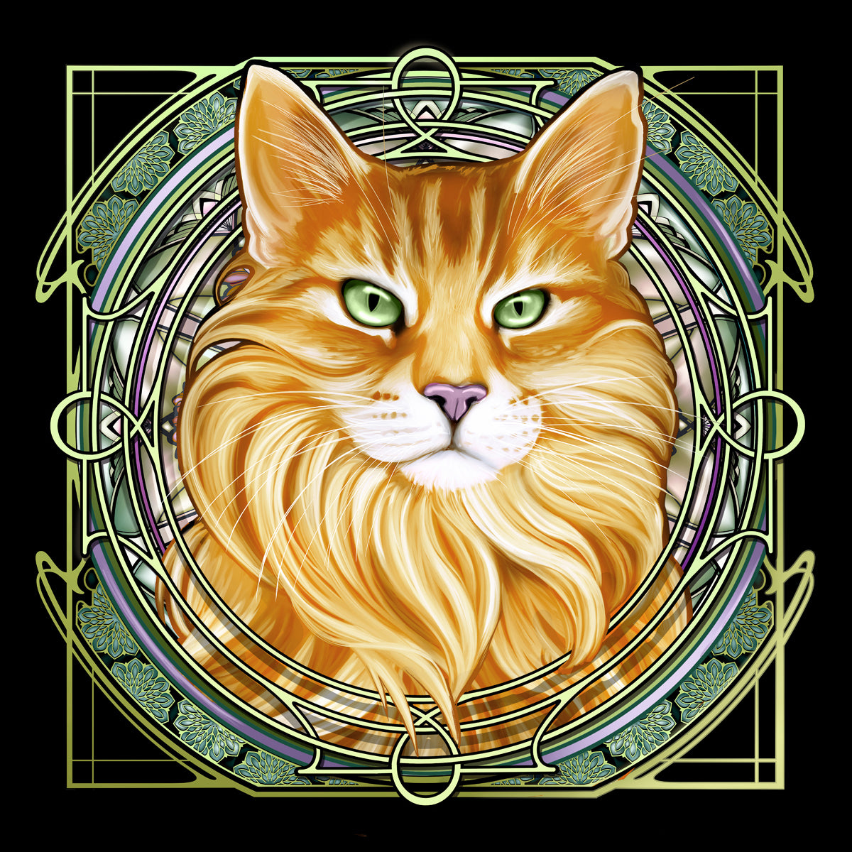 Orange Extra-Longhair Tabby - Rose Window