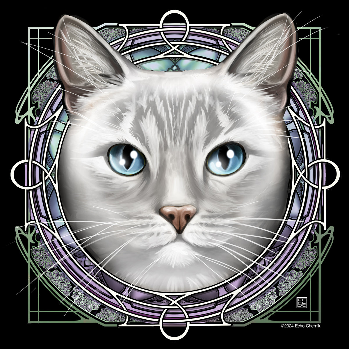 Lynx Point American Shorthair Gray - Rose Window Print