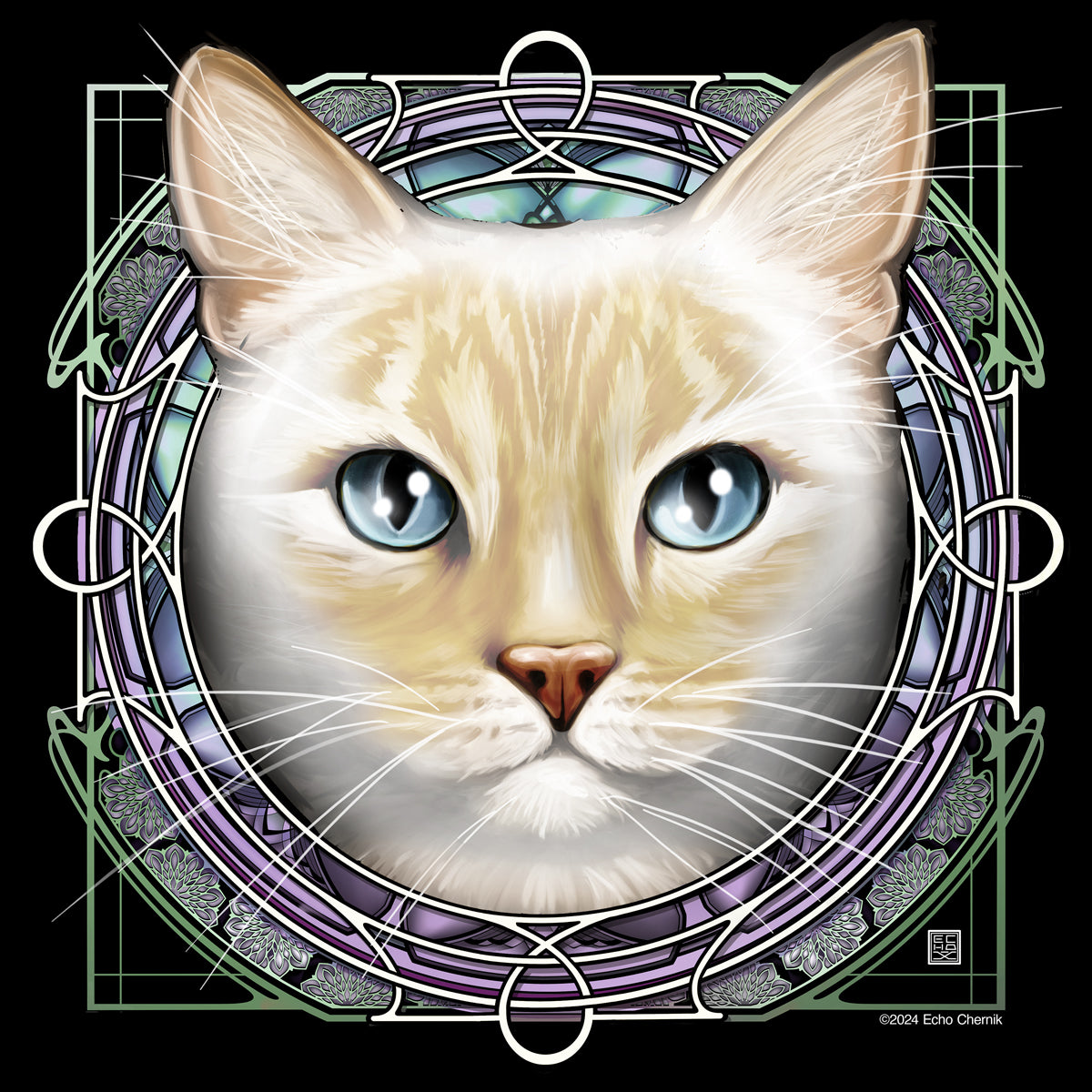 Lynx Point American Shorthair Orange - Rose Window Print