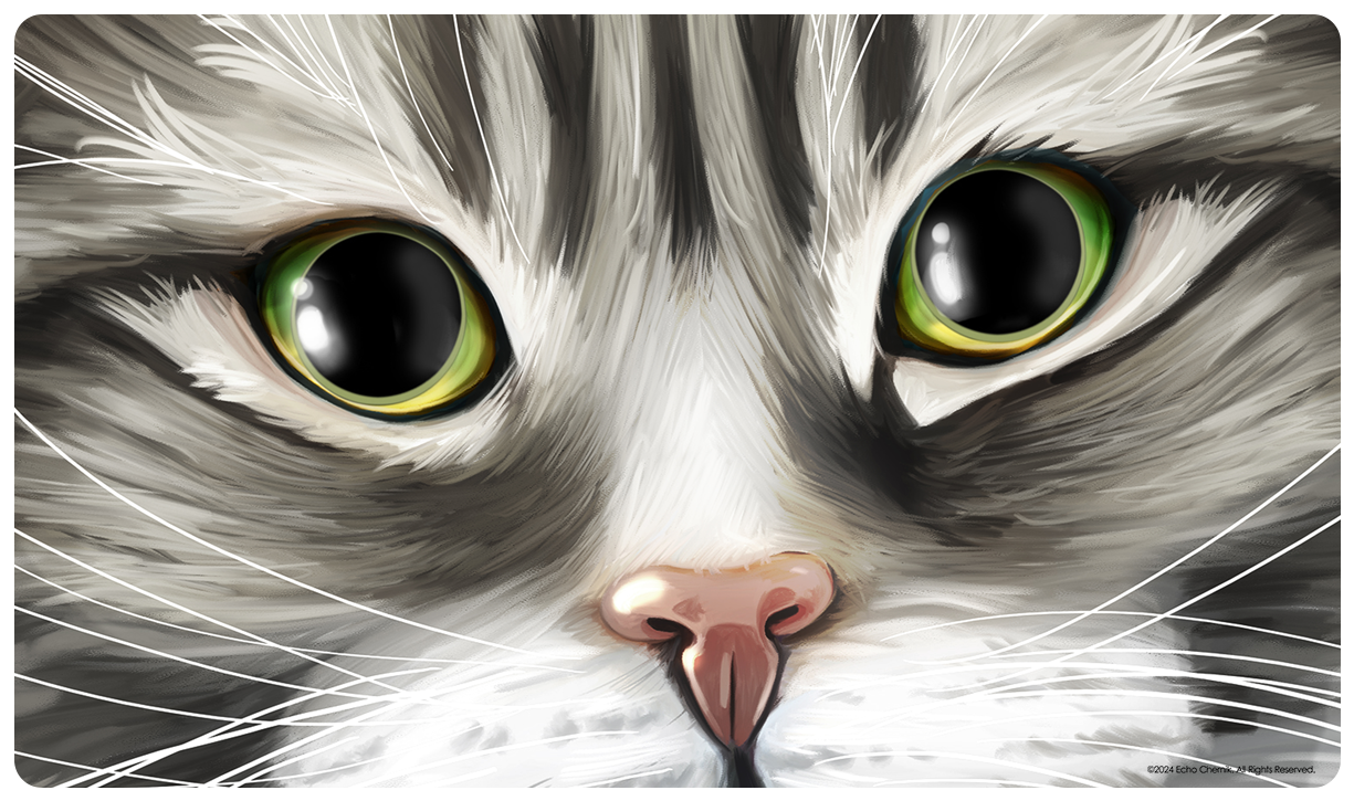Gray Tabby Tux Dragon Eyes Playmat