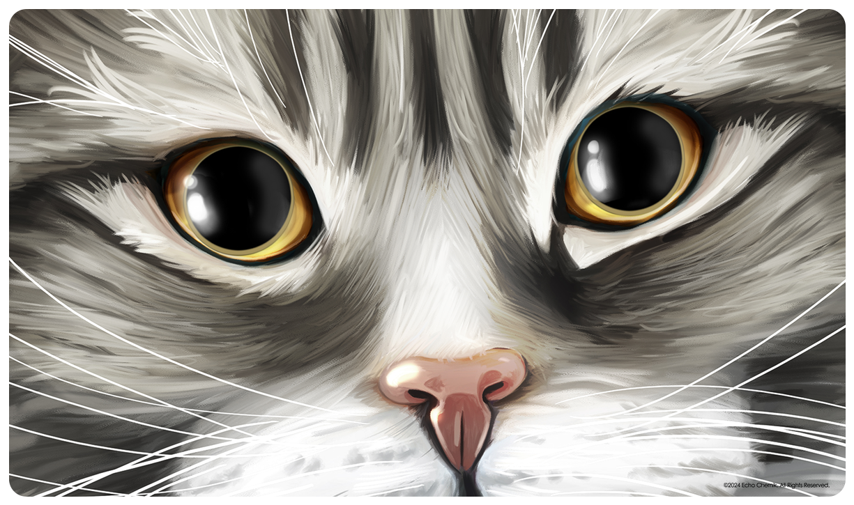 Gray Tabby Tux Dragon Eyes Playmat
