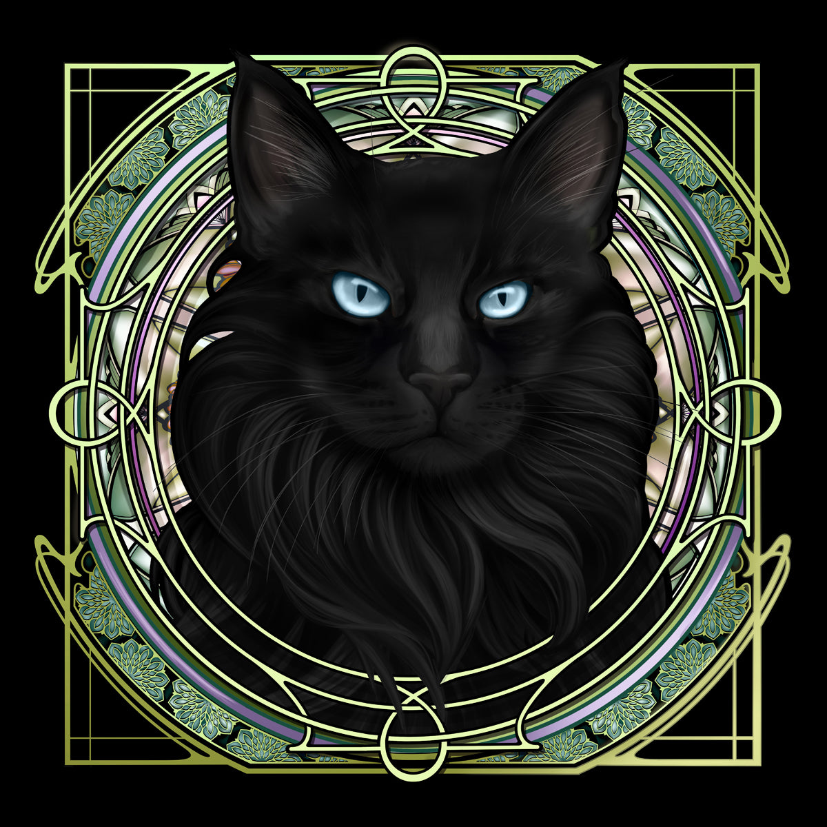 Black Extra-Longhair - Rose Window Print