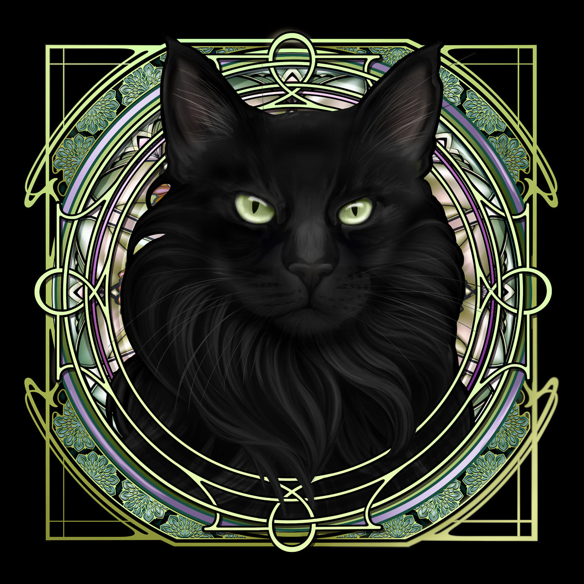 Black Extra-Longhair - Rose Window Print