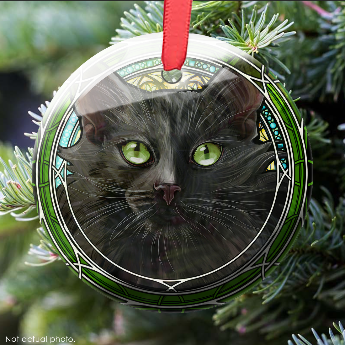 Black Longhair Glass Ornament
