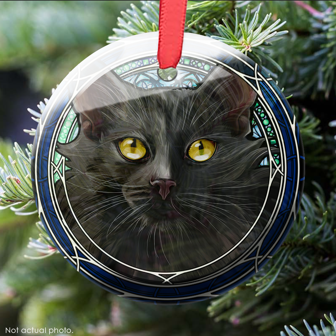 Black Longhair Glass Ornament