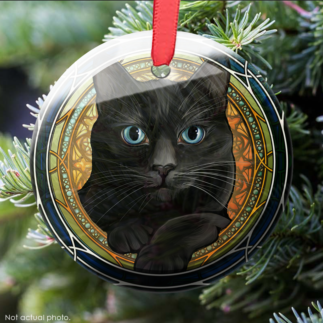 Black Smooth Glass Ornament