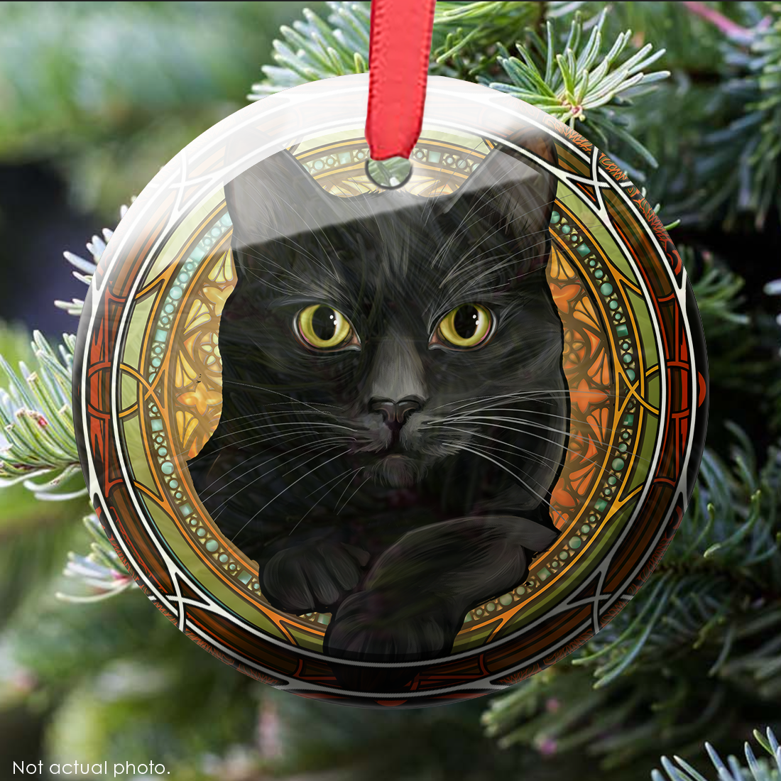Black Smooth Glass Ornament