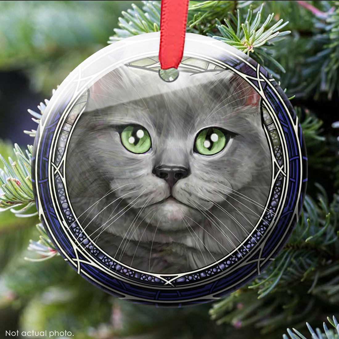 British Shorthair Gray Glass Ornament