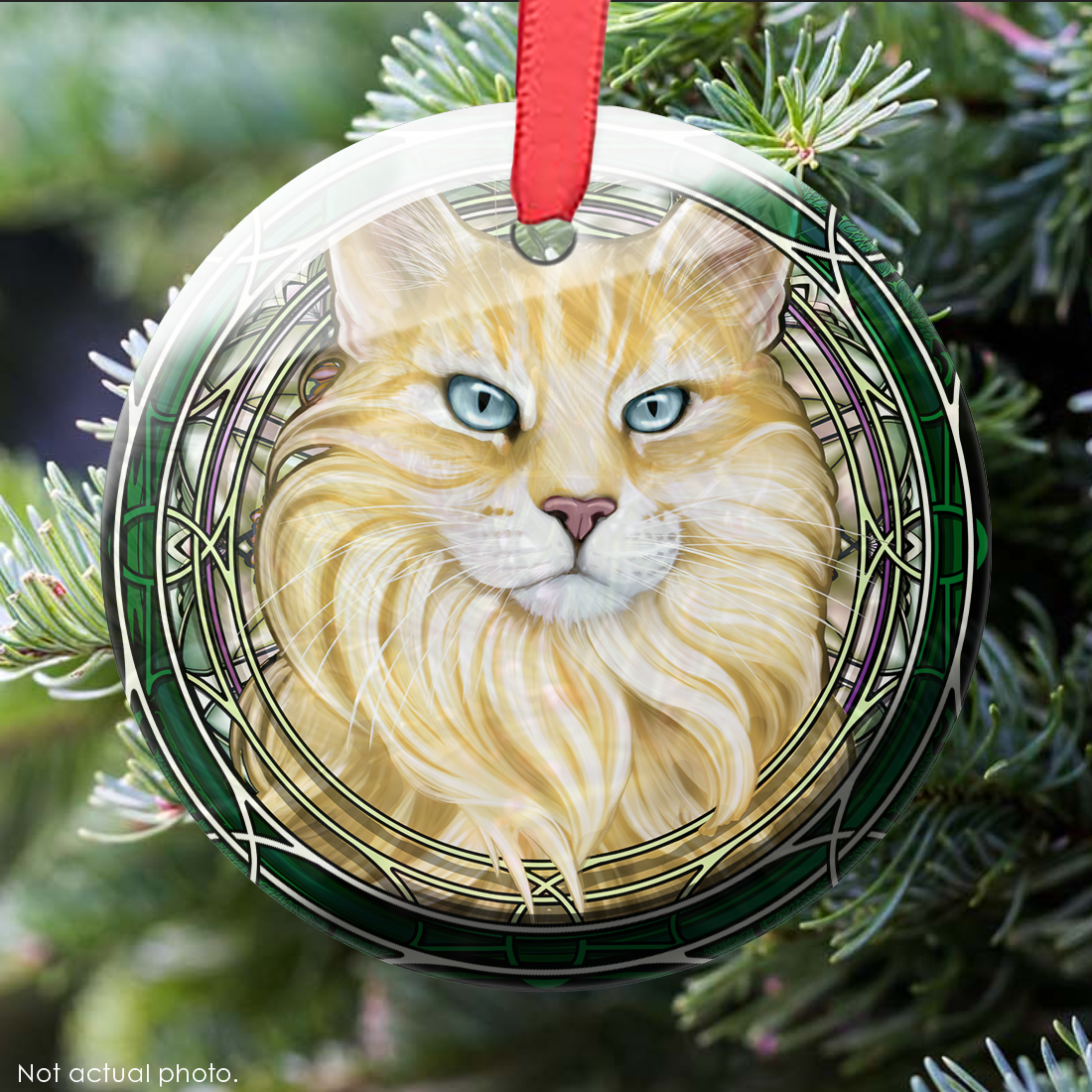 Maine Coon Blonde Glass Ornament