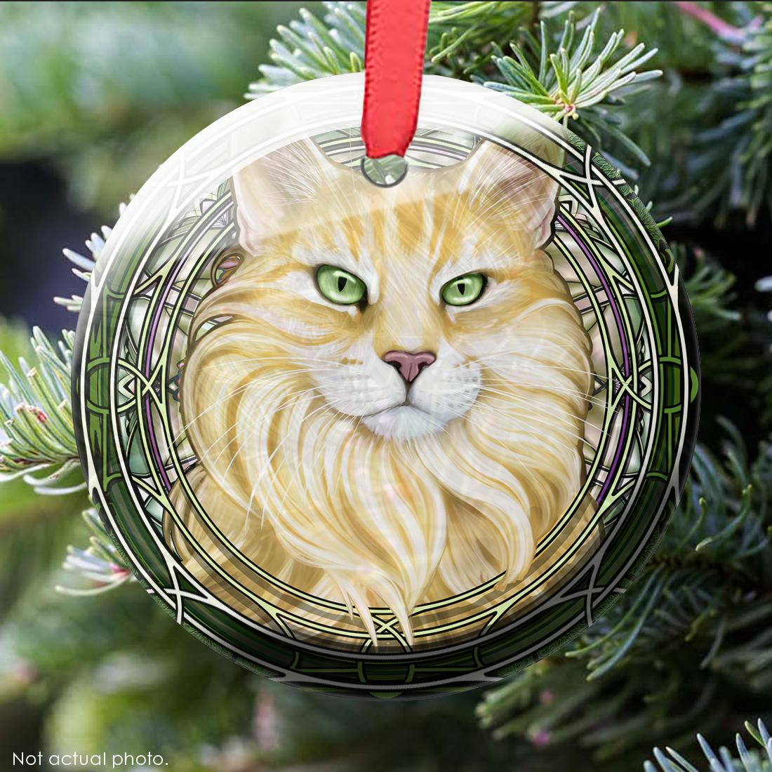 Maine Coon Blonde Glass Ornament