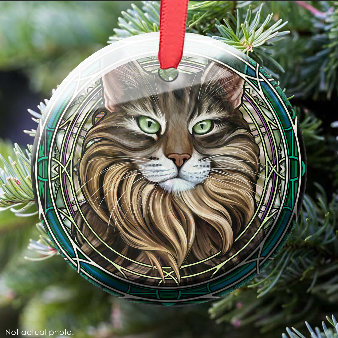 Maine Coon Brown Glass Ornament