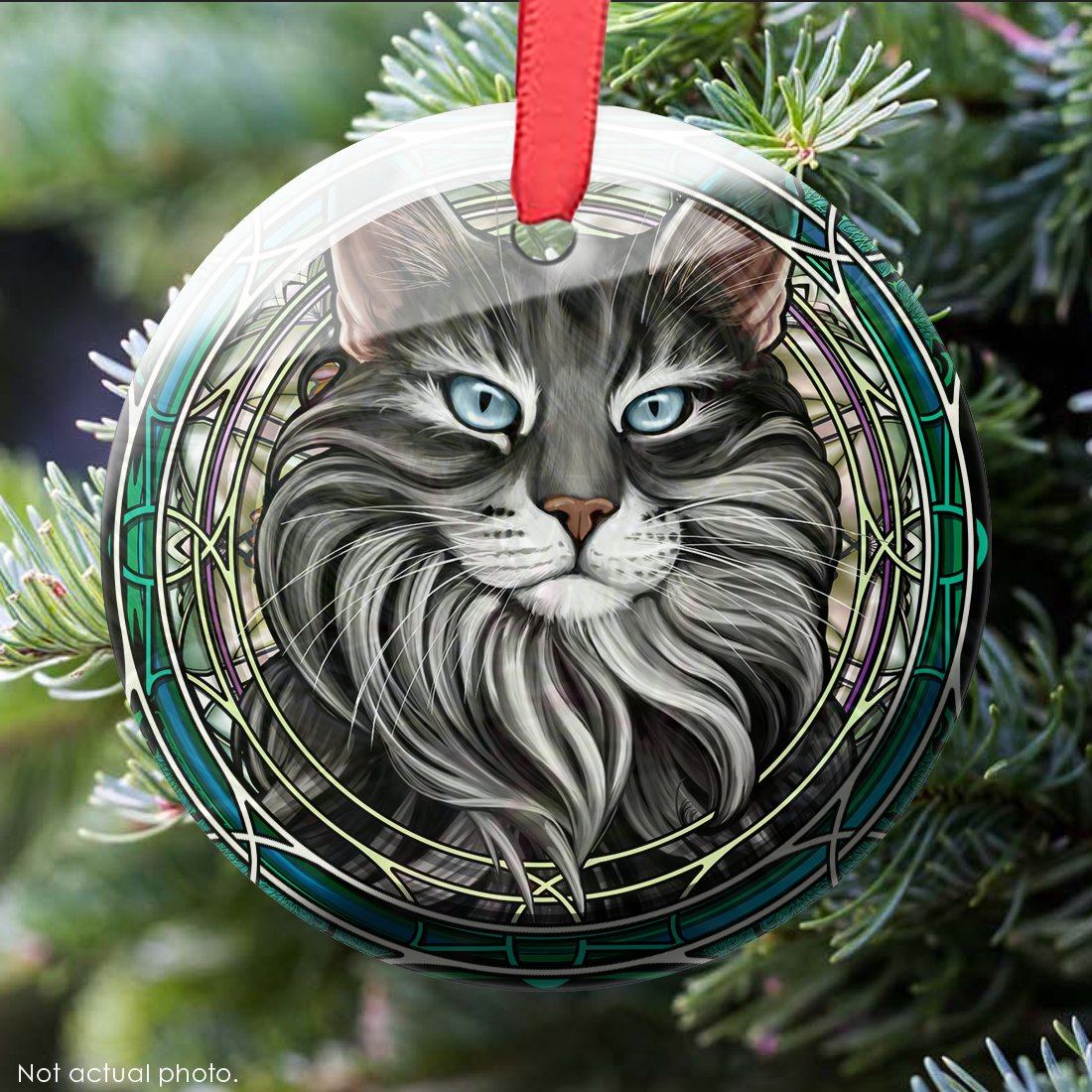 Maine Coon Gray Glass Ornament