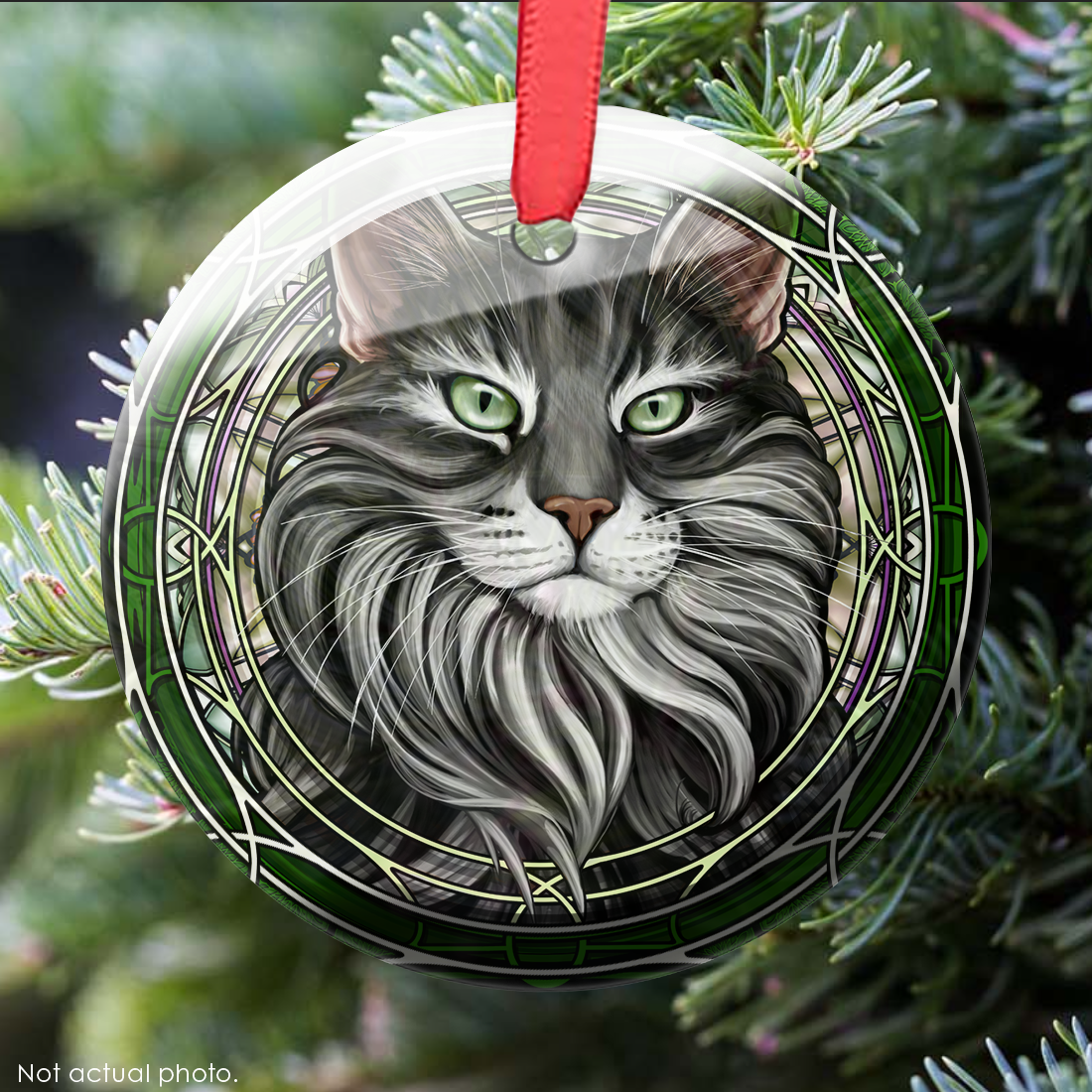 Maine Coon Gray Glass Ornament