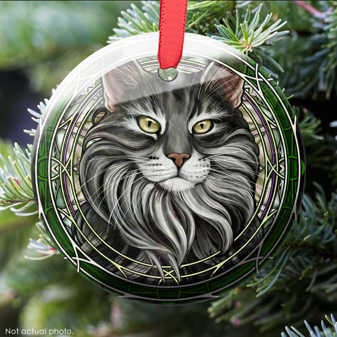 Maine Coon Gray Glass Ornament