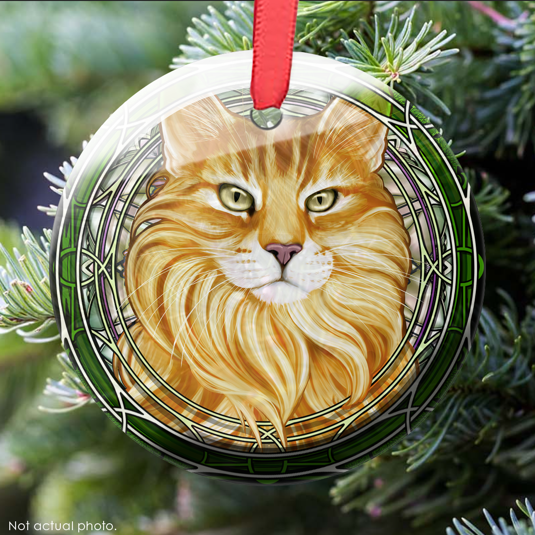 Maine Coon Orange Glass Ornament