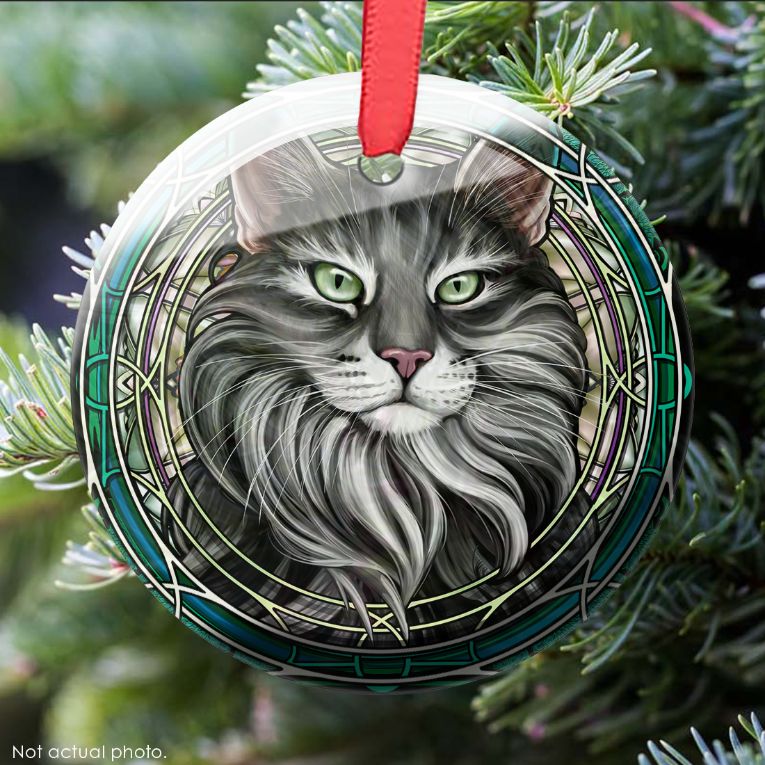 Norwegian Forest Gray Glass Ornament