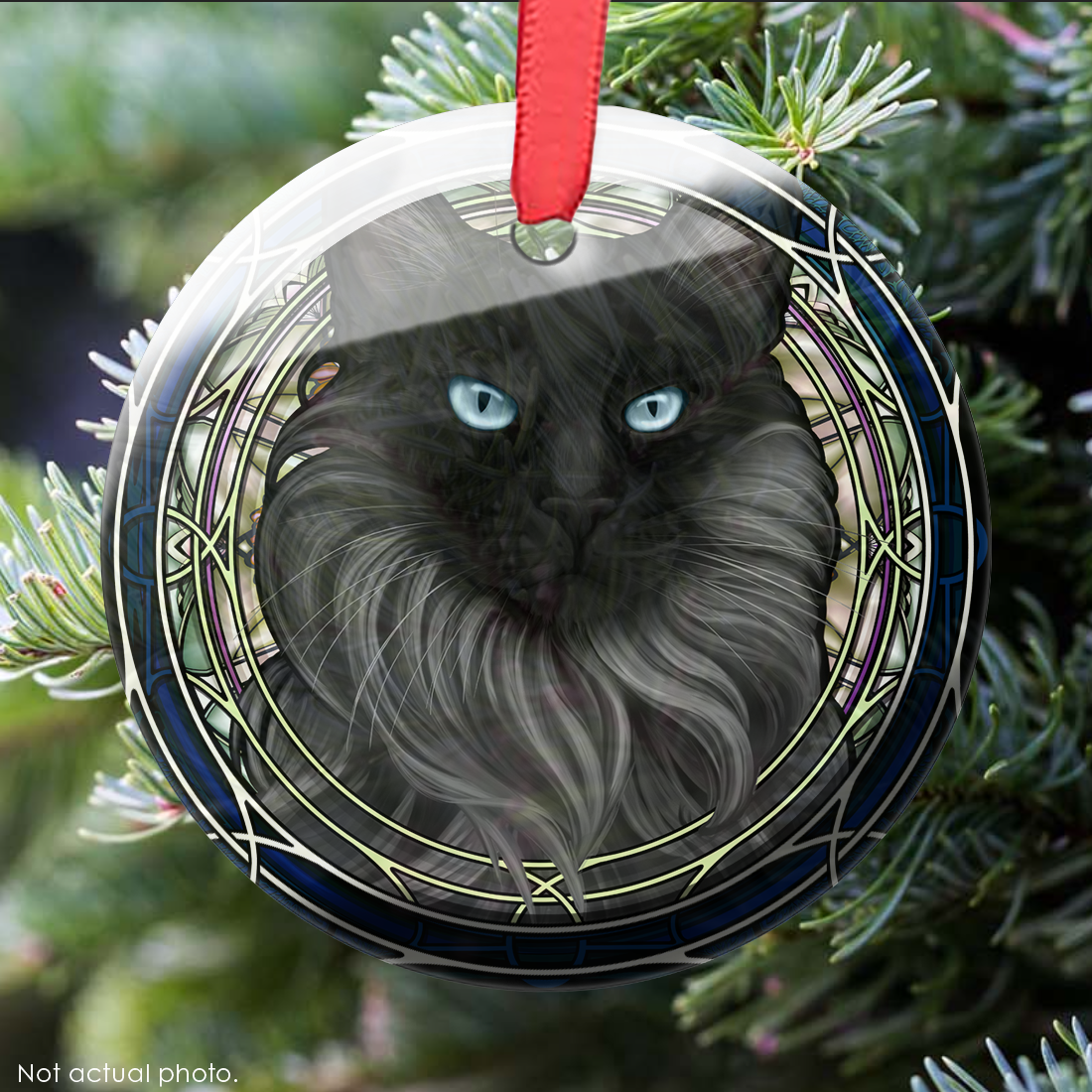 Norwegian Forest Gray Sealpoint Glass Ornament