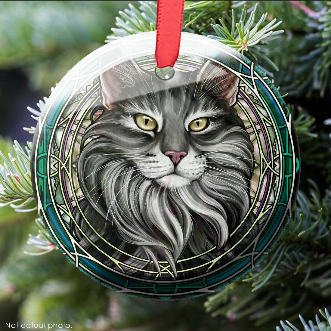 Norwegian Forest Gray Glass Ornament