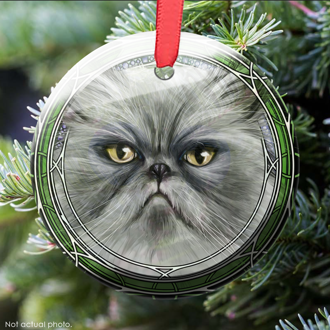 Persian Angry Gray Glass Ornament