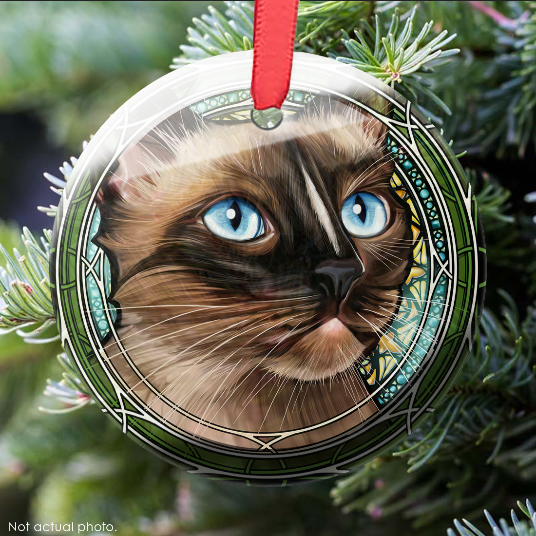 Siamese Brown Stripe Glass Ornament