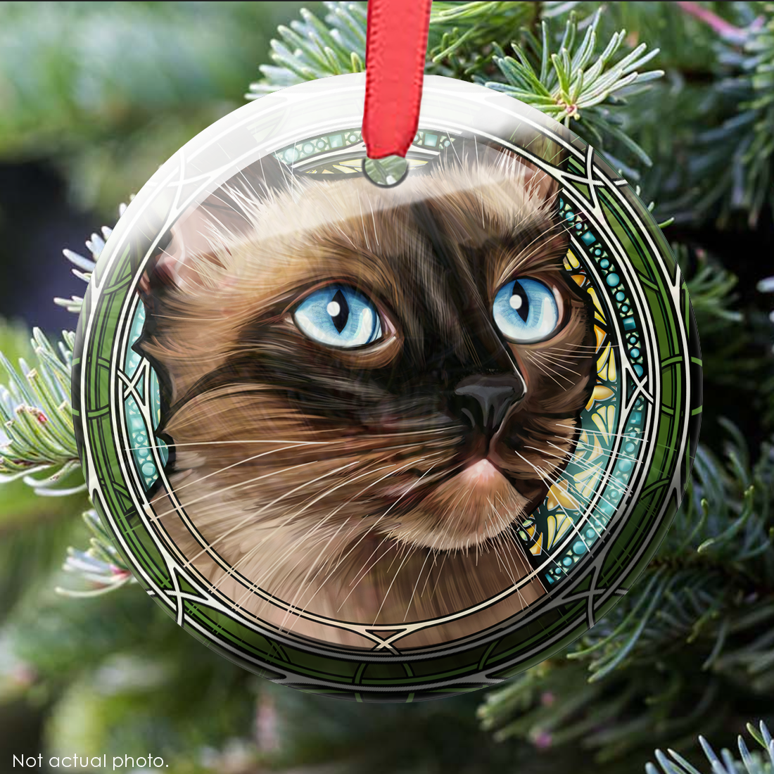 Siamese Brown Glass Ornament
