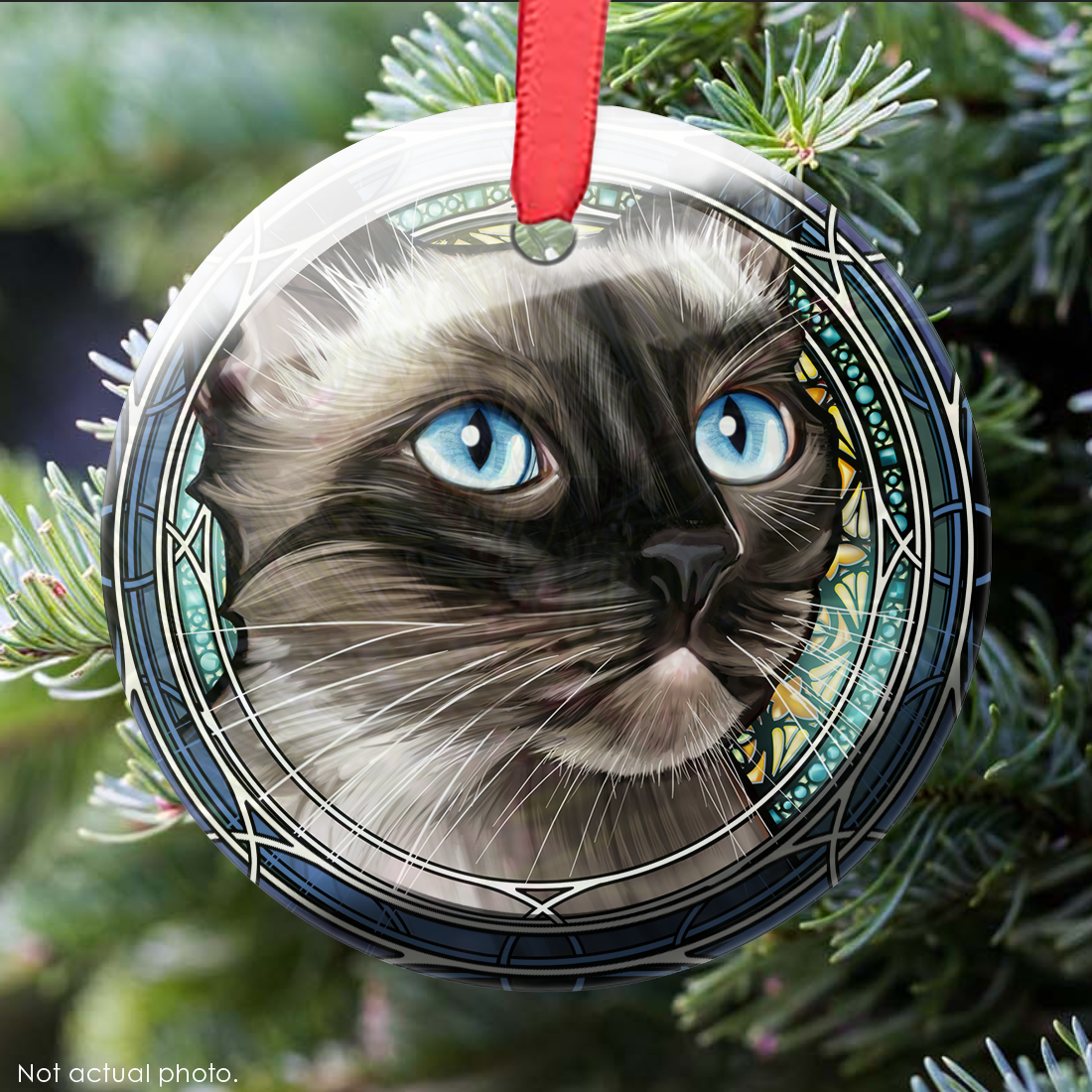 Siamese Gray Glass Ornament