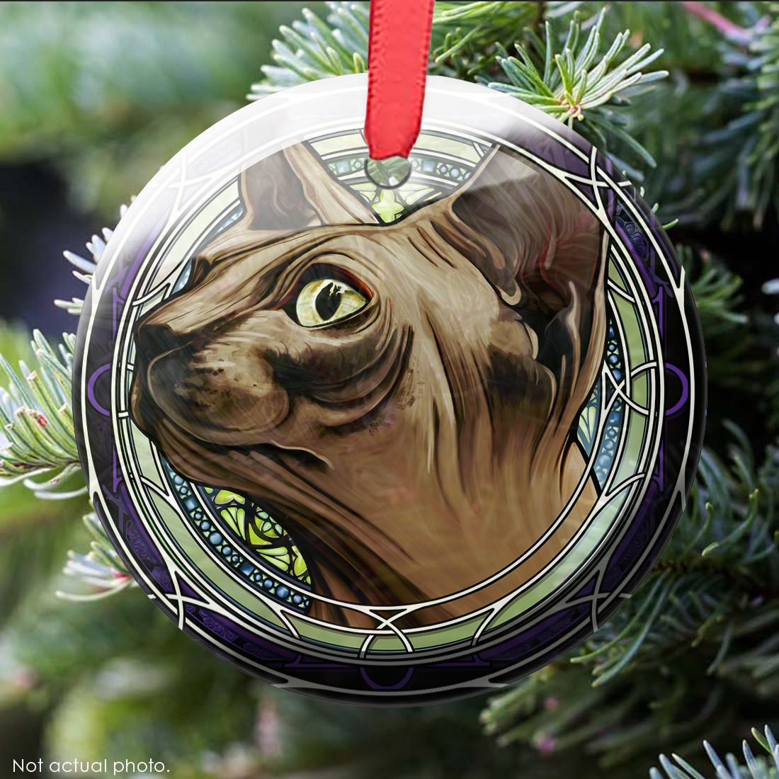 Sphynx Brown Glass Ornament