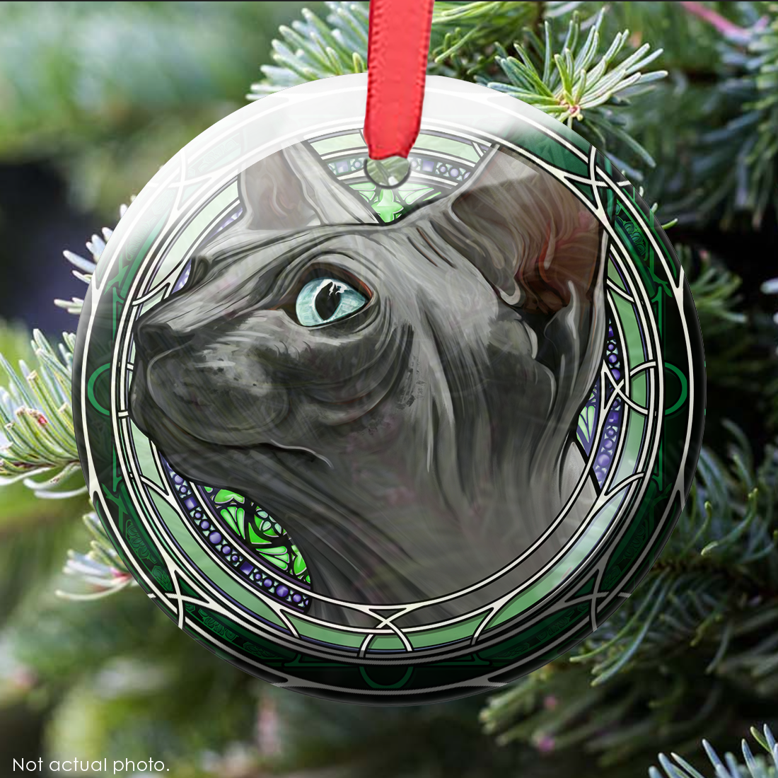 Sphynx Gray Glass Ornament