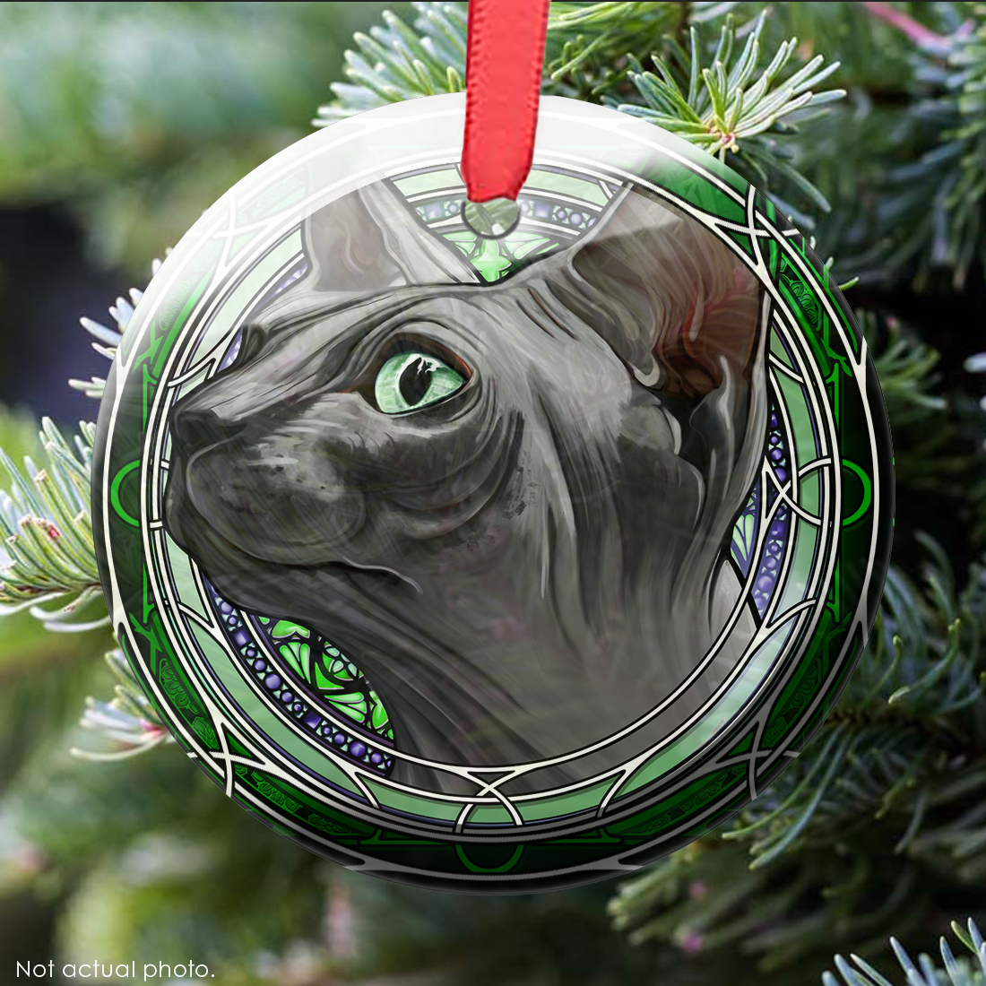 Sphynx Gray Glass Ornament
