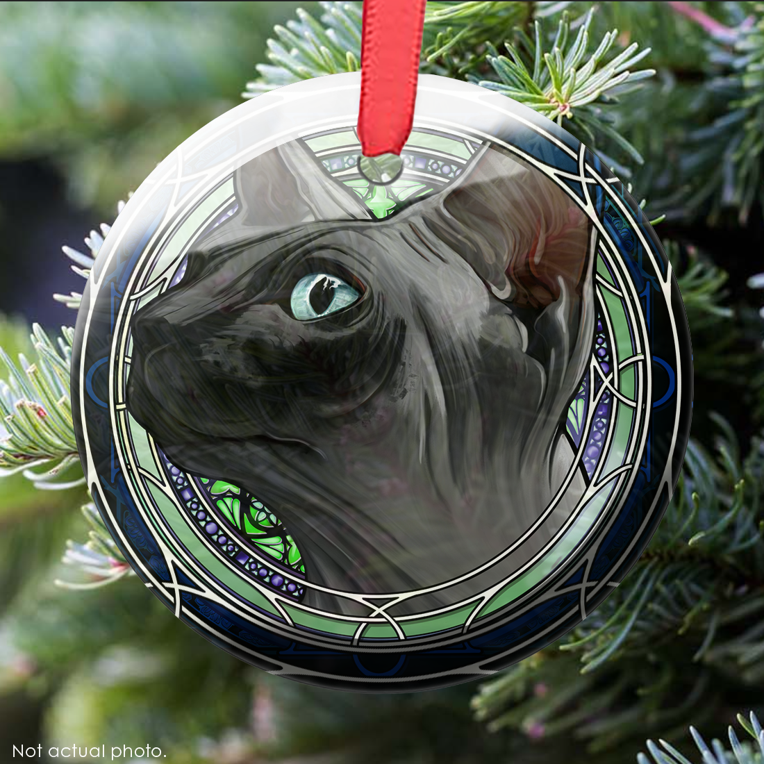 Sphynx Gray Seal Glass Ornament