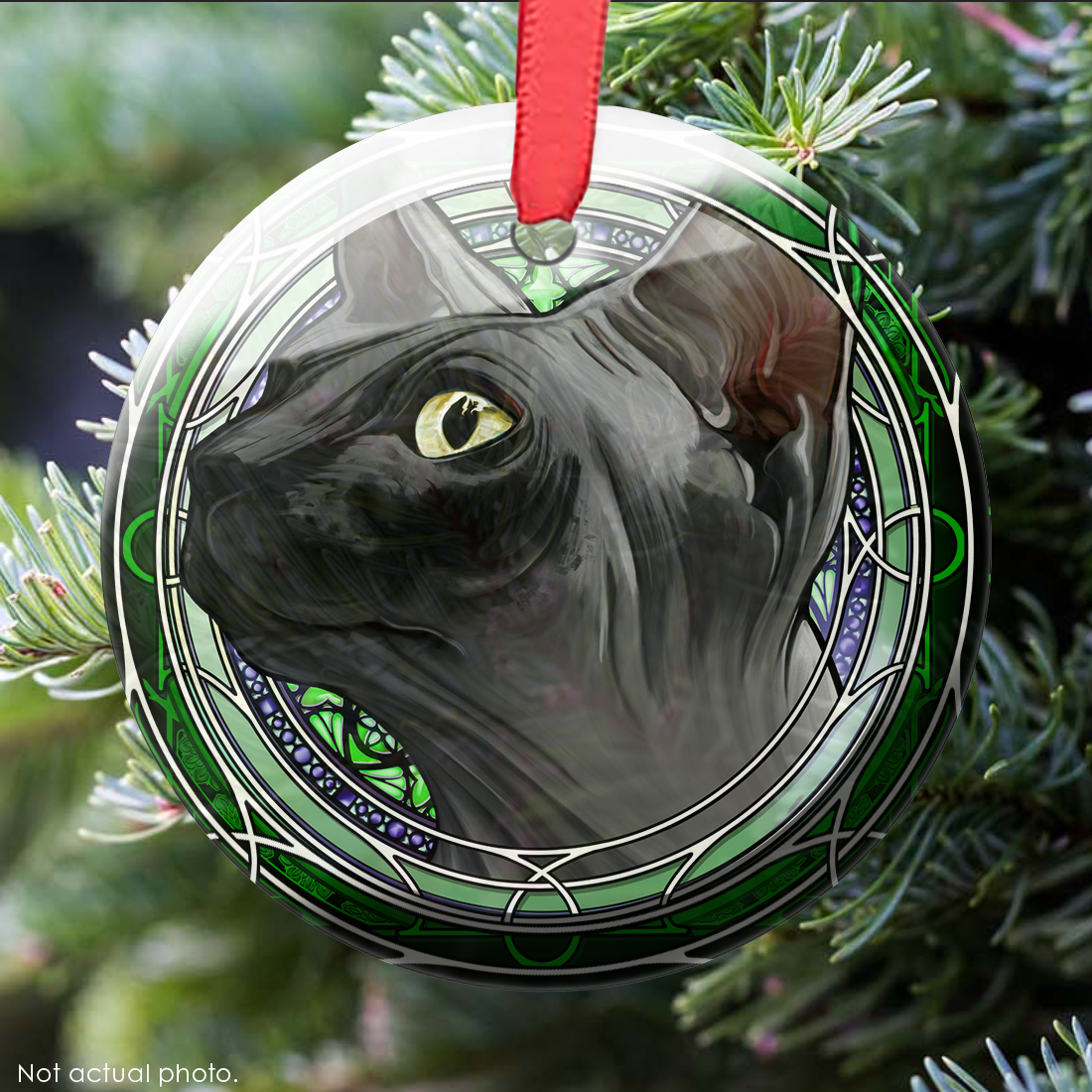 Sphynx Gray Seal Glass Ornament