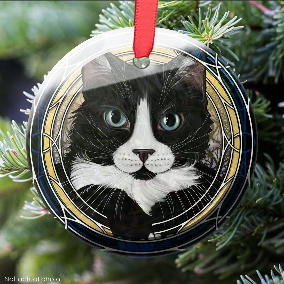 Tux White Cheeks Bridge Glass Ornament