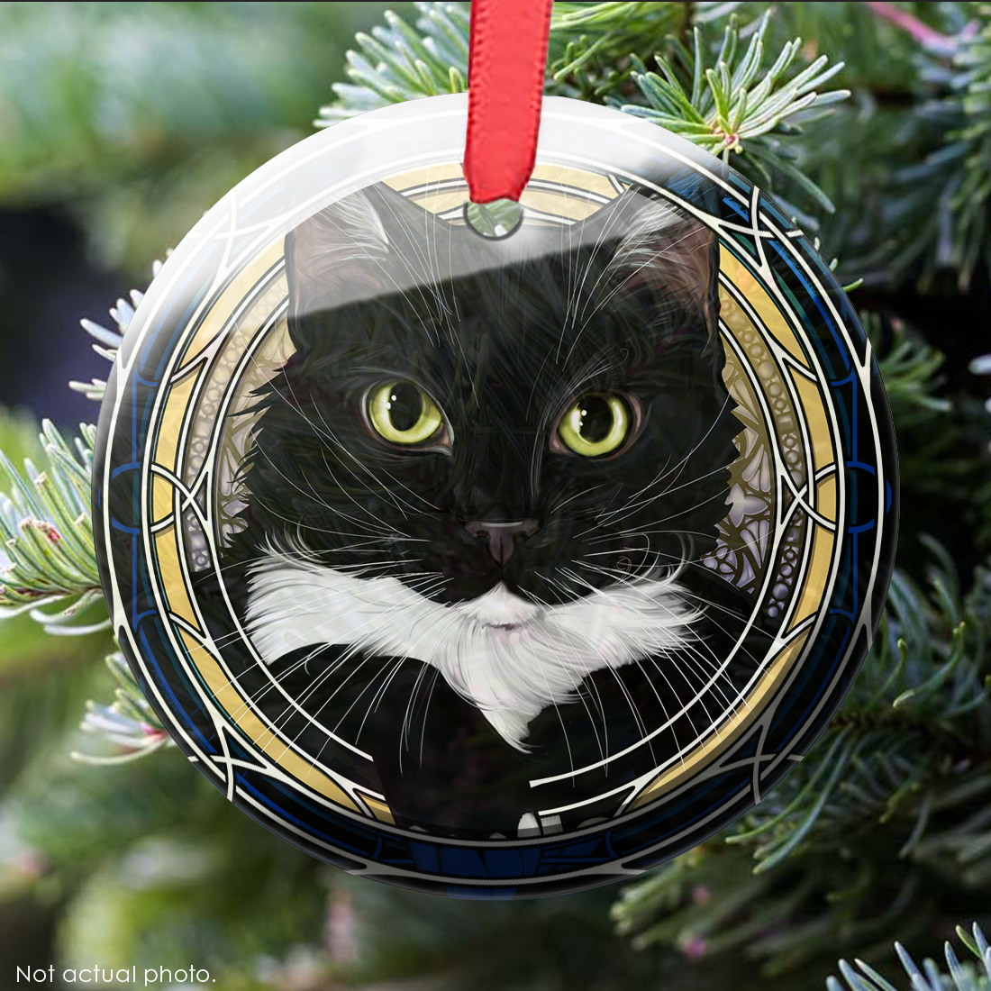 Tux White Chin Glass Ornament