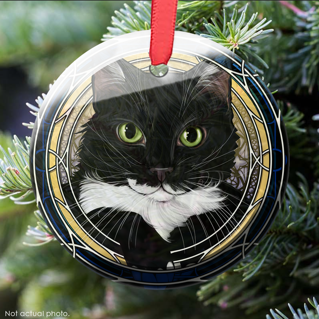 Tux White Mouth Glass Ornament