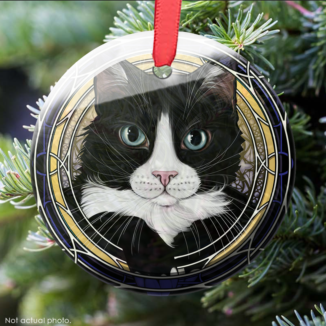 Tux White Muzzle Bridge Glass Ornament
