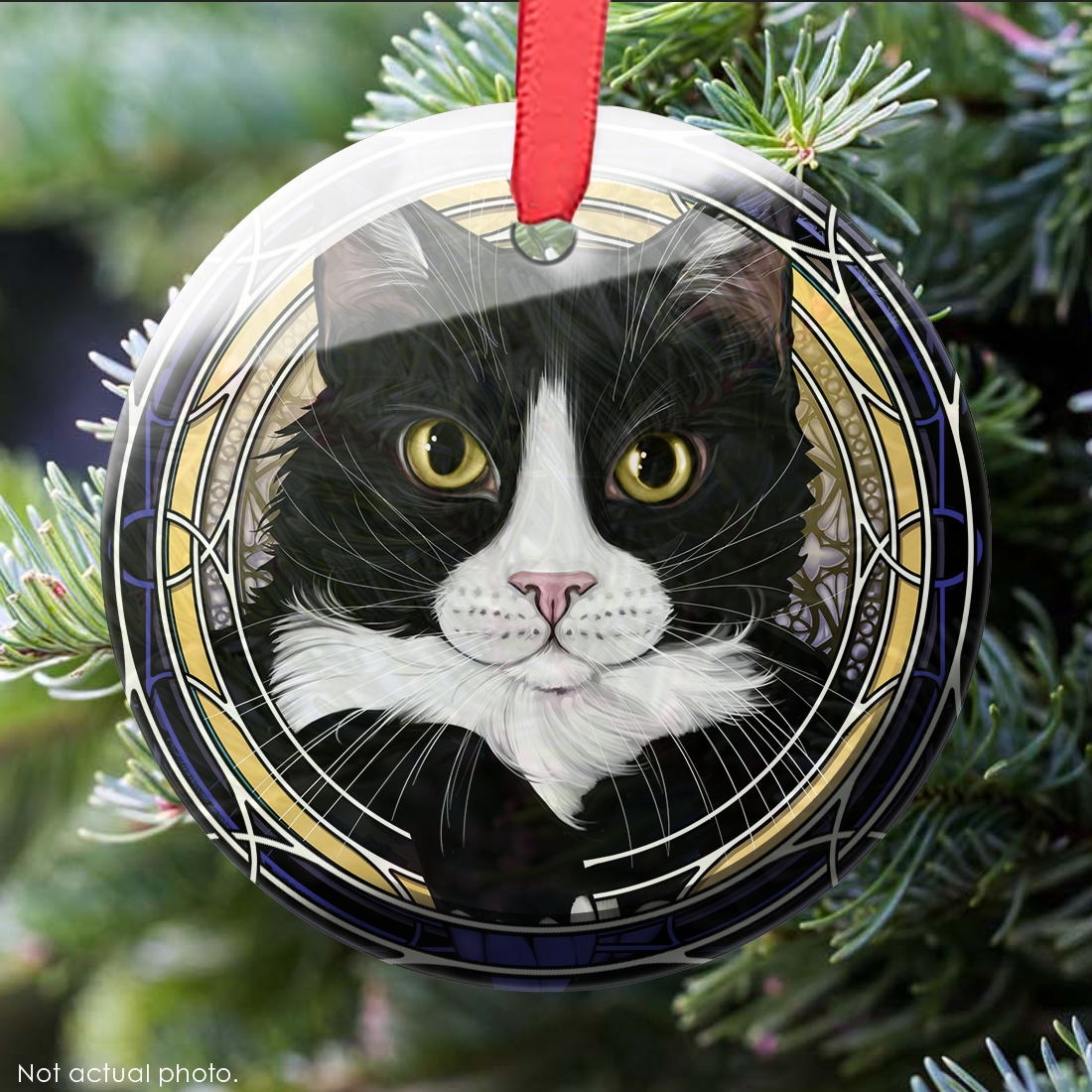 Tux White Muzzle Bridge Glass Ornament