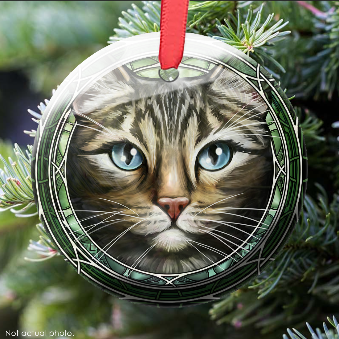 Tabby Shorthair Brown Glass Ornament