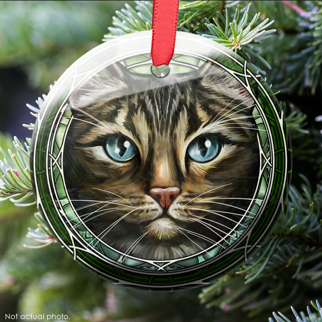 Tabby Shorthair Brown Dark Glass Ornament