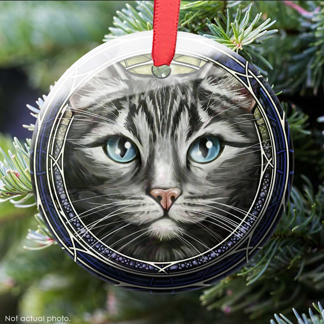 Tabby Shorthair Gray Glass Ornament