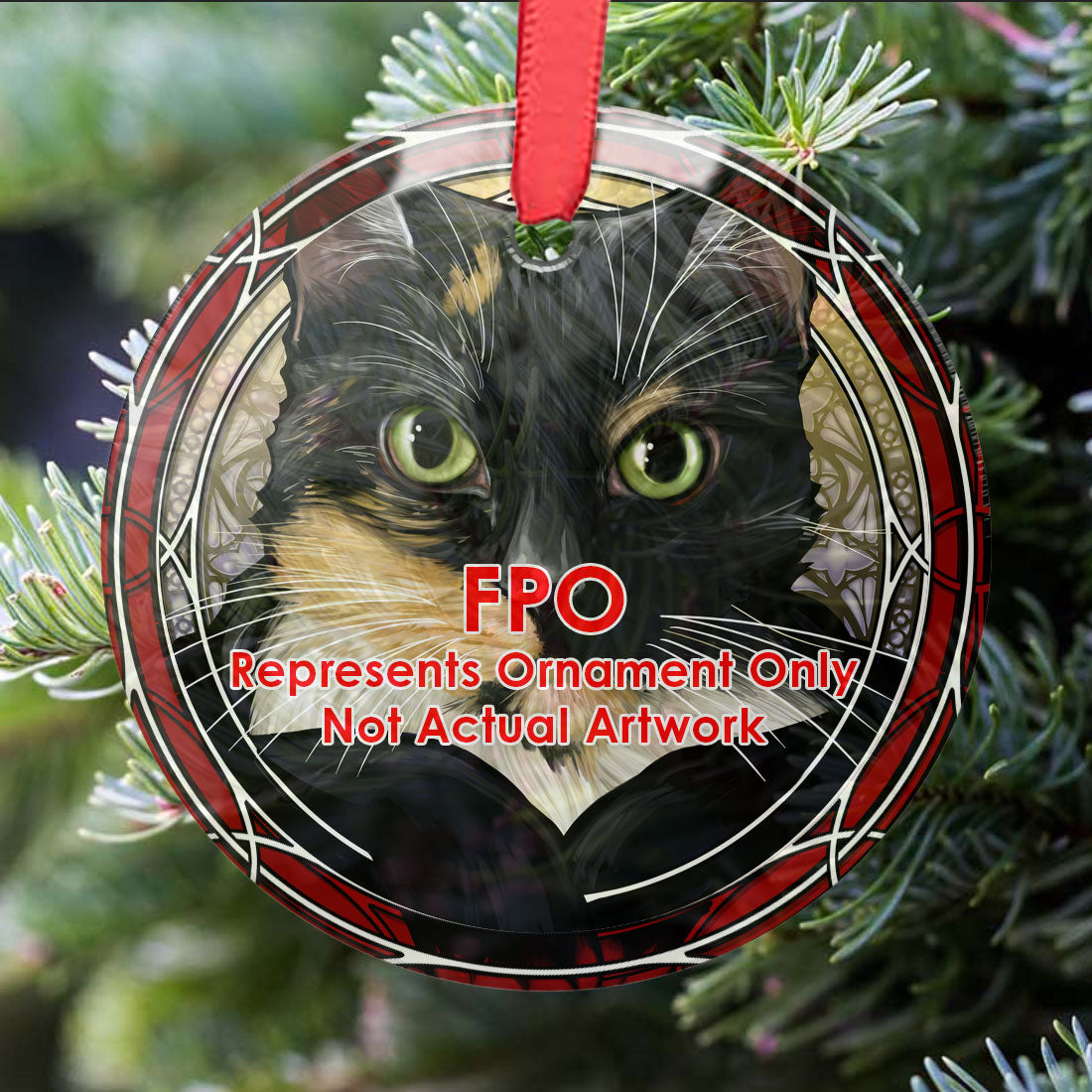 Sphynx Gray Tuxedo Glass Ornament