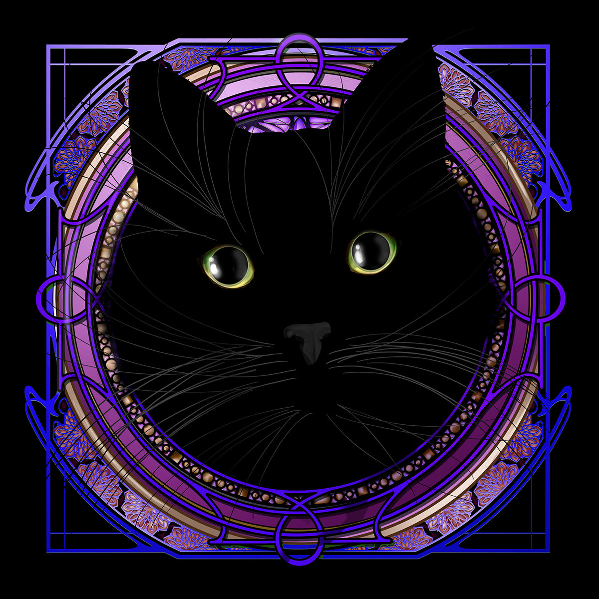 Void Kitten - Purple Rose Window Print