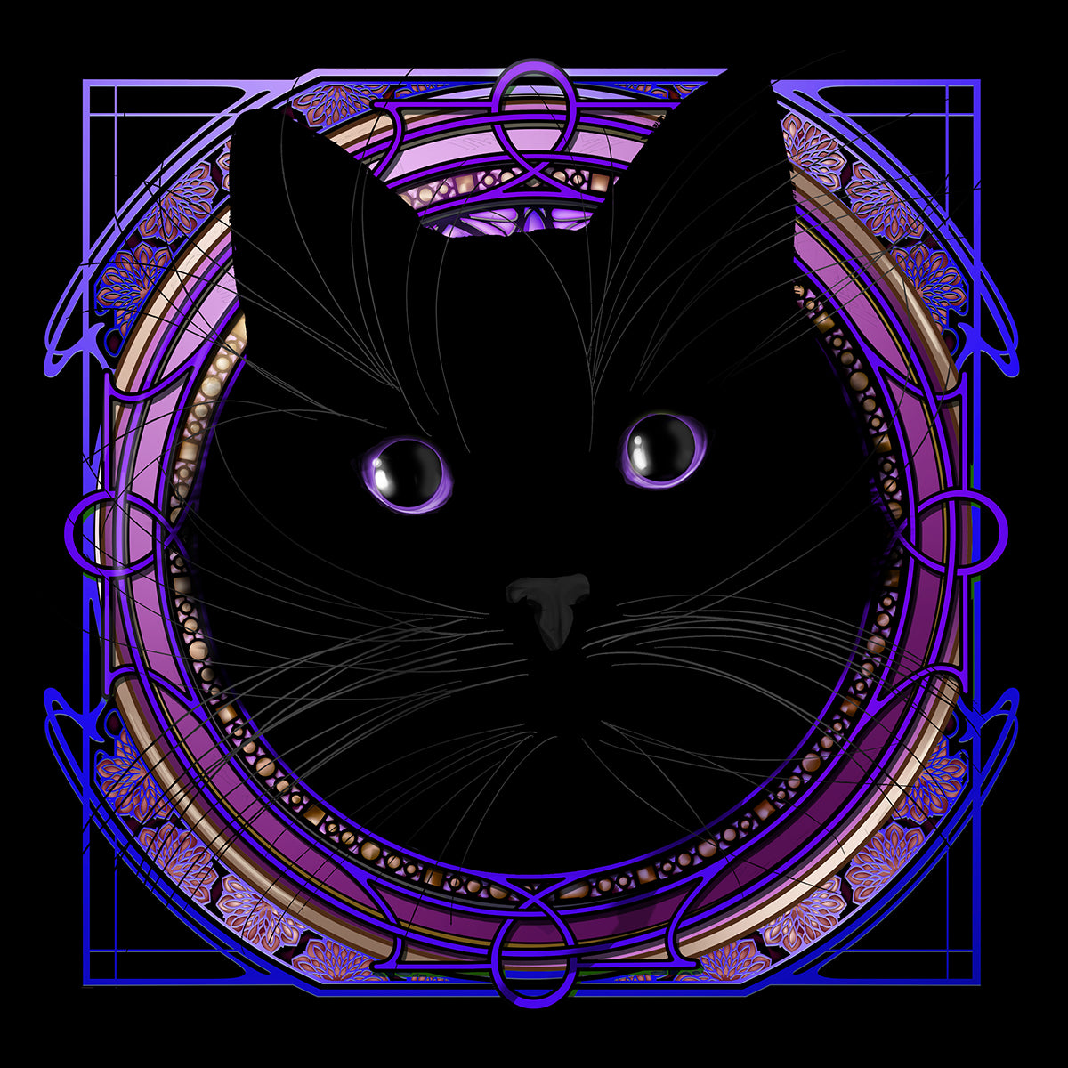 Void Kitten - Purple Rose Window Print