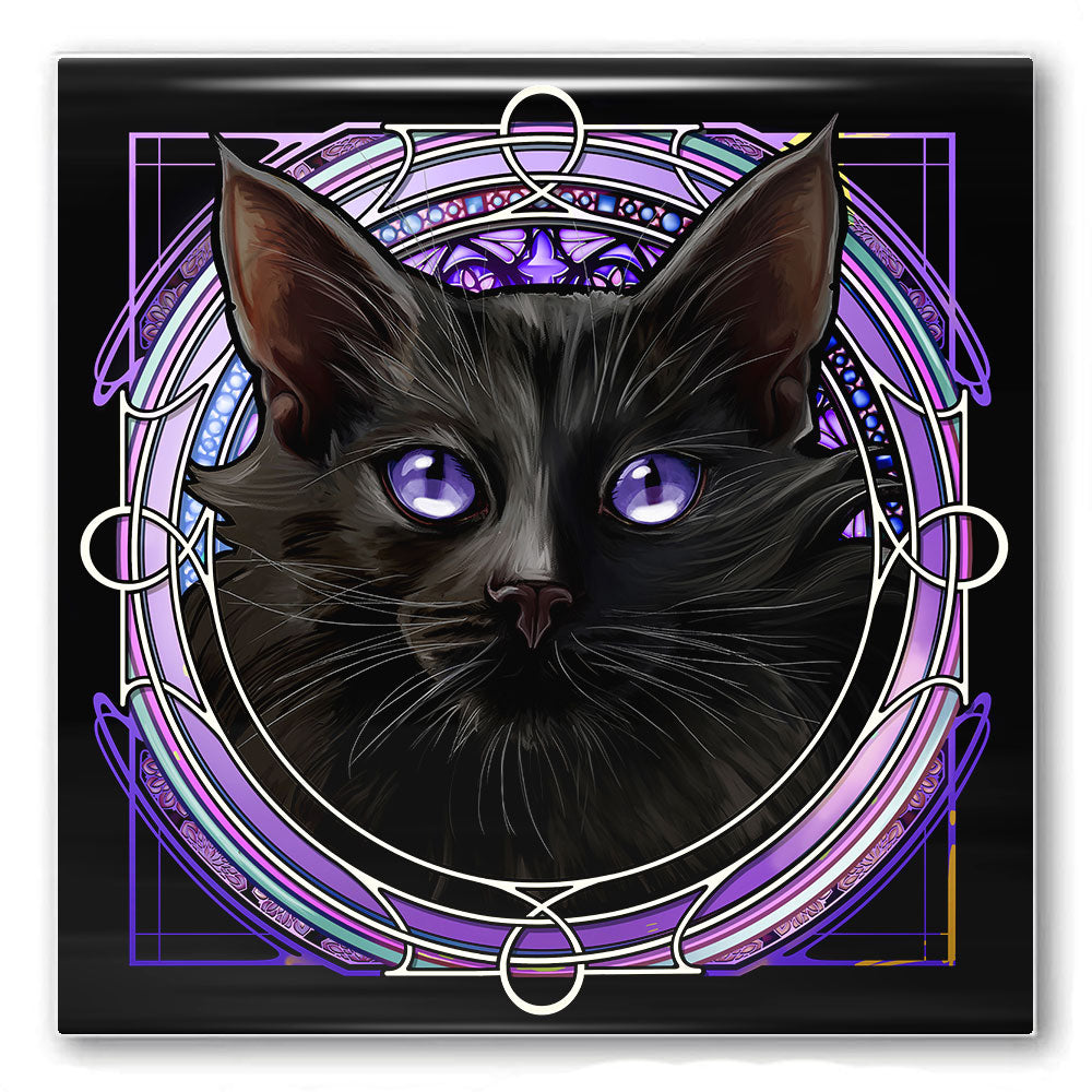 Black Longhair - Rose Window Ceramic Coaster