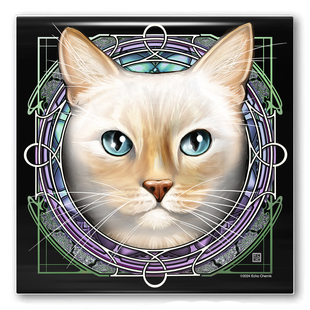 Flamepoint Shorthair - Rose Window Ceramic Coaster